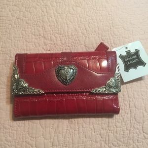 Red Leather Bifold Wallet
